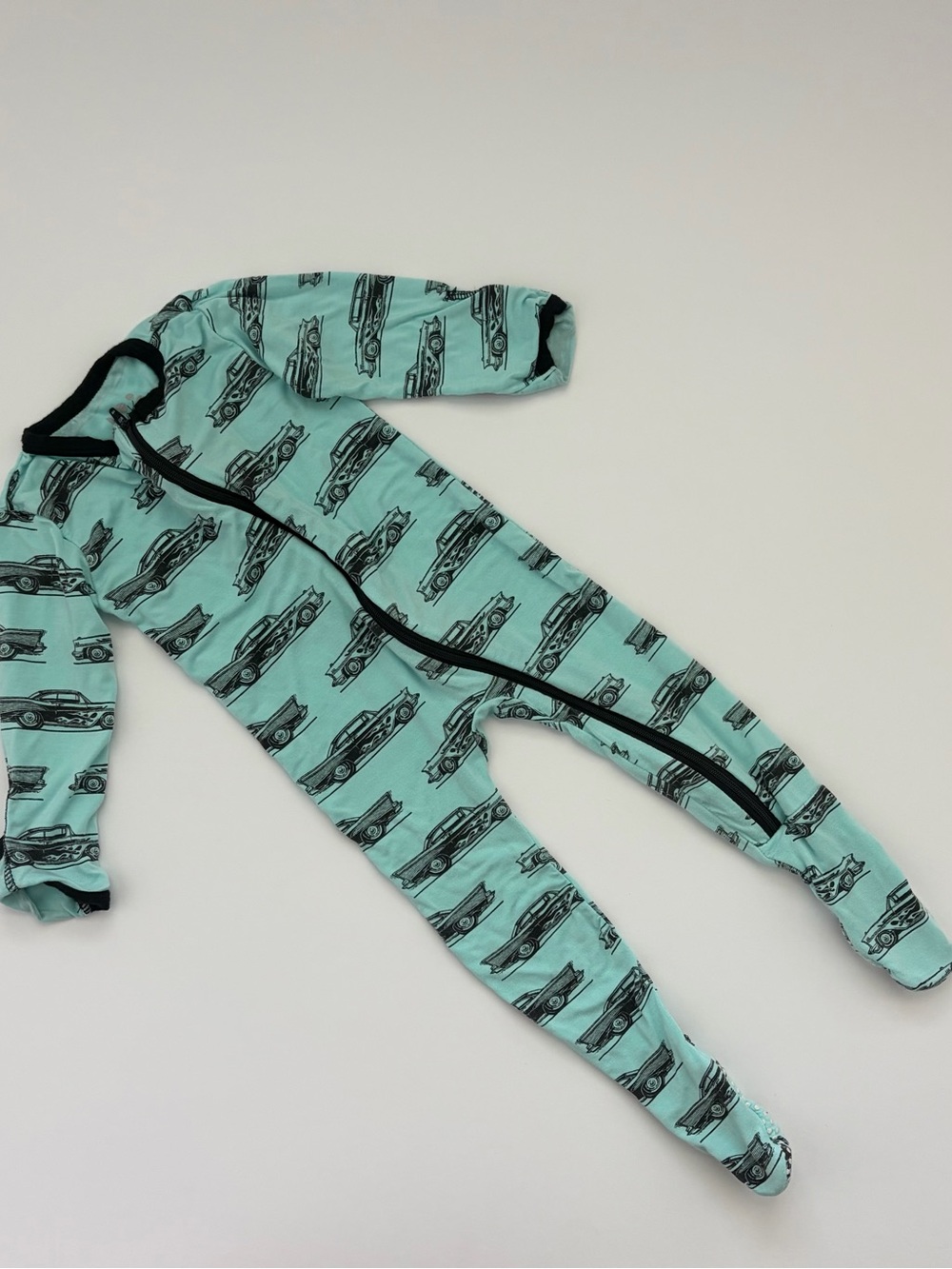 Kickee Pants 6-9M Mint Green Car-Print Footed One-Piece Pajamas - Kids